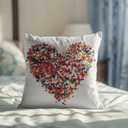 Colorful and White Aesthetic Decorative Throw Pillow Covers, Vibrant Heart Made of Butterflies Pattern Pillow Cases, Cute Trendy Nature Art Decor for Teen Girls Bedroom Dorm 18x18"
