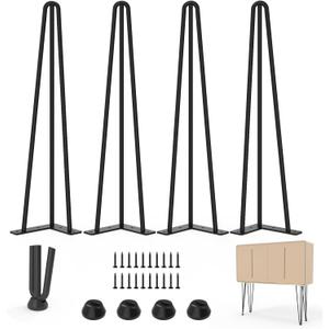 22" Hairpin Legs, Coffee Table Legs for Nightstand, Coffee Table, Desk, etc with Rubber Floor Protectors Black, 4 PCS