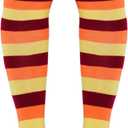 Striped Thigh High Socks, Halloween Witch Stockings Costume Accessories for Women, Over Knee High Socks Leg Warmers (Orange Yellow Red Stripes)