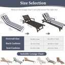 Chaise Lounge Cushions Outdoor Set of 2 Lounge Chair Cushion 80" L x 26" W with Headrest Straps 3'' Thick Waterproof Patio Chaise Cushions Pool Lounger Chair Cushion(Blue Stripe)