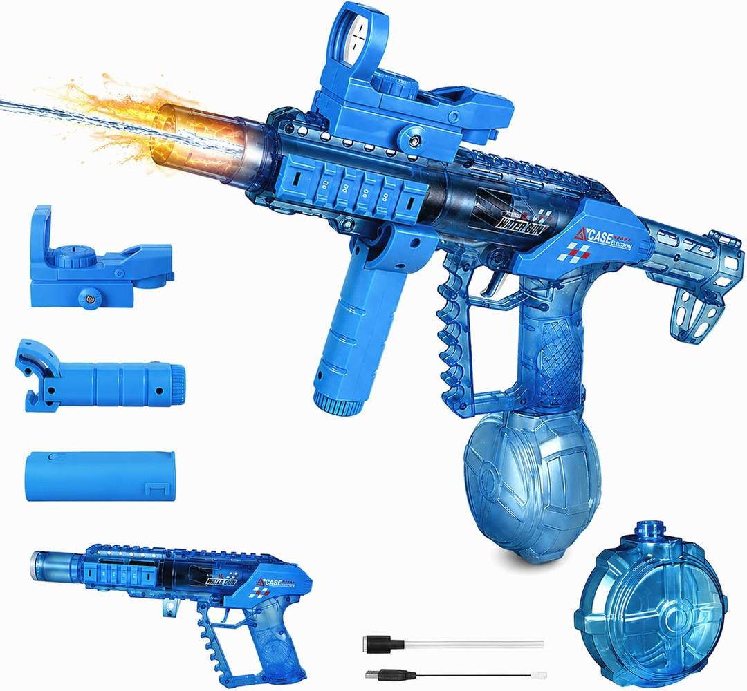 Electric Water Gun for Adults & Kids, Powerful Automatic Squirt Water Guns with Sound & LED Flashing, 32ft Long Range, Summer Outdoor Water Toys for Pool Beach Party Gifts for Boys & Girls(Blue)