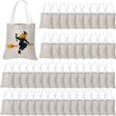 Moukeren 50 Pcs Mini Canvas Tote Bags Bulk DIY Blank Tote Bag Small Reusable Grocery Bags for Halloween DIY Crafts Gifts (8 x 8 Inch)