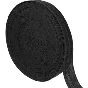 Uxcell 10 Yards Fold Over Elastic Stretch Ribbon Strap, 1-1/2 Inch Wide Folded Edge Elastic Webbing for Hair Ties Headbands DIY Craft Waistband Pants Clothes, Black