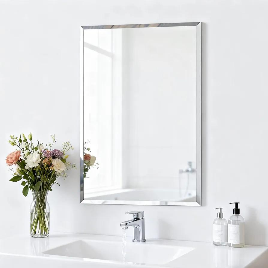 Frameless Mirror, 36x24 inch Rectangular Bathroom Mirrors for Wall,99% Reflective, Easy Install for Over Sink, Modern Ornament for Bathroom, Bedroom, Living Room and Entryway