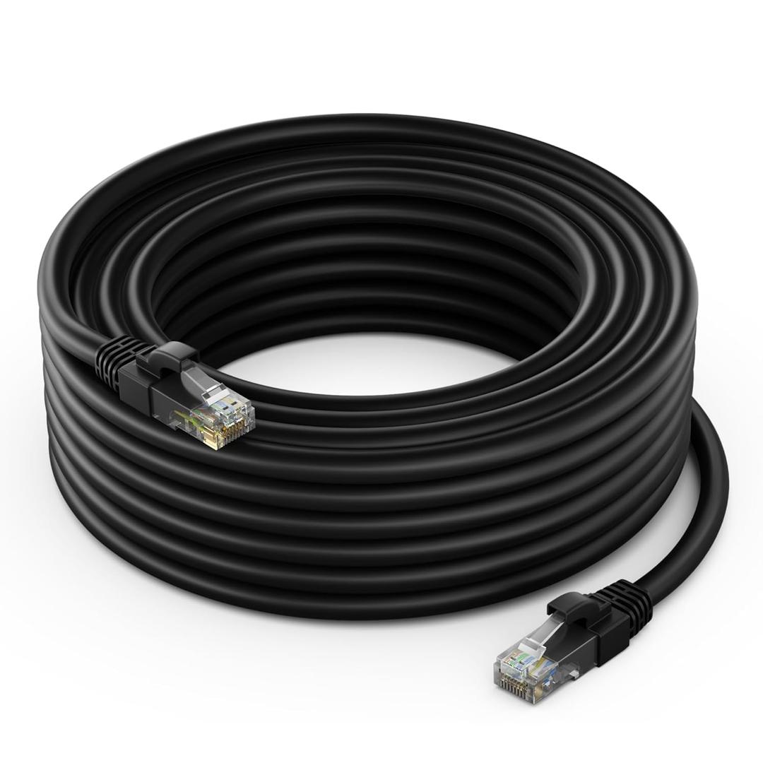 Maximm Cat 6 Ethernet Cable - 25 ft High-Speed LAN, Internet, Patch, and Network Cable - UTP, 10Gbps, 550MHz Ethernet Cord - Black