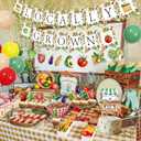 Sursurprise Locally Grown Baby Shower Decorations, Locally Grown Banner Balloons Fruit Vegetables Cupcake Toppers, Farmers Market Gardener Party Supplies