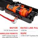 RUGCEL WINCH Portable Winch 12V DC Electric Utility winch,4500lb/2041kg Single Line Pull with Steel Mounting Plate, Integrated Hawse Fairlead and Synthetic Rope,Infrared remote control,atv utv winch