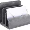 Briwooody Wooden Mail Organizer 3 Slots Mail Holder for Desk Wood File Paper Letter Holder for Letter Envelope Filing Cell Phone Document Storage, Organizer Tray for Office and Home(Grey)