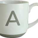 COLLECTIVE HOME - Ceramic Mug, Uppercase Letter Design, Matte Sandstone Texture, Minimalist and Stylish, 15oz, Perfect for Personalized Gifts (A)