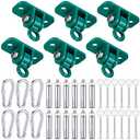 Tandefio 6 Sets of Robust Swing Hangers for Wooden Concrete Set with Swing Hooks Screws Bolts Washers Swingset Accessories for Porch Patio Yoga Indoor Outdoor, Over 1800 lb Capacity (Green)