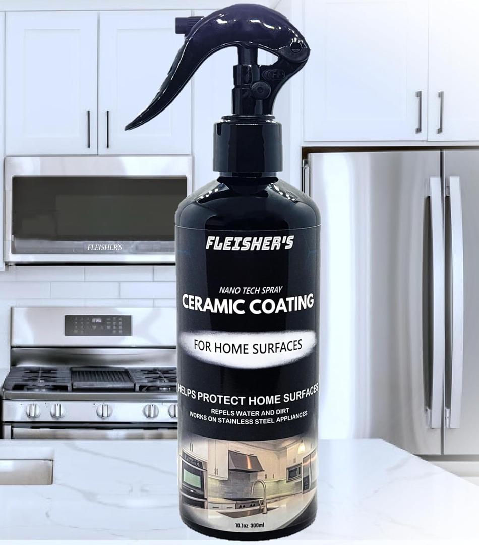 FLEISHER'S Ceramic Coating Spray - for Home Surfaces - Hydrophobic Nano Technology, Shine and Protect Kitchen and Bathroom Surfaces, Repel Stains and Grime, House Ceramic Spray