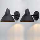 Yosoan Set of 2 Indoor Reading Wall Sconce with On Off Switch, Hardwired Vintage Wall Mount Metal Fixture Lamp with 6.89" Bowl Antique Metal Shade Bedroom Hallway Bedside Bunk Vanity Light(Black)