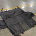 Waterproof quilted black pet rear seat cover hammock with side flaps and a mesh window. 52"L-19" W