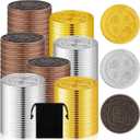 Hanaive 100 Pcs Metal Pirate Coins Treasure Chest Spanish Doubloon Fake Coins Tokens for Kids Board Games Pirate Party Cosplay (Classic Style) (Large, Gold, Silver, Bronze)