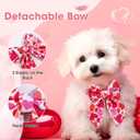 Valentine's Day Dog Collar with Bow Red and Pink Heart Printed Adjustable for Large Dogs, Durable Metal Buckle