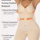 SHAPERX Women's Shapewear Bodysuit Tummy Control Seamless Zip-Up Body Shaper Waist Defining Silhouette (Beige, L)