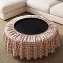 36 Inch Mini Trampoline Spring Cover Ruffled Plaid Trampoline Cover with Skirt Brown Gingham Round Skirt Easy to Install Replacement for Gym Boho Home Decor