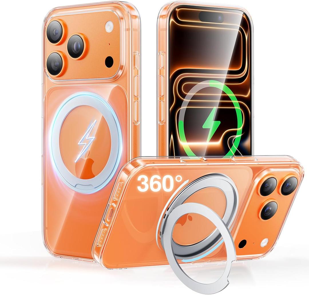 SMARTDEVIL for iPhone 17 Pro Max Case with Stand Clear,360 Magnetic,Hidden Bearing Design,MagSafe Compatible,Built-in Stand,SGS Military-Grade Protection,Air-Shock Cushioning Airbags,Fast Charging