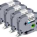 Compatible with Brother Label Tape 12mm 0.47 Laminated White Label Maker Tape Refills TZe231 TZe231 PTouch TZ TZe 1/2 Inch Black on White for PTouch PT D220 D210 H110 D200 D400 D610BT, 6Pack