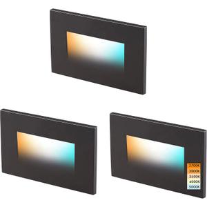 CLOUDY BAY 120V 5CCT Dimmable LED Indoor Outdoor Step Light,2700K/3000K/3500K/4000K/5000K,Stair Light,Oil Rubbed Bronze,Pack of 3