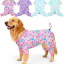 Bienbee Dog Pajamas, 4 Pack Dog Recovery Suit Shedding Suit Cute Soft Puppy Clothes Dogs Pjs Onesies Jammies Adjustable Breathable & Stretchy Clothes for Small Medium Large Dogs Girl Boy Puppy-2XL