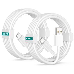 USB A to USB C Cable 6.6FT [2-Pack], 60W Fast Charging Type C Cord for Apple CarPlay, Compatible with iPhone 17 16 15 Pro Max Plus, iPad Pro/Air, Samsung Galaxy, White