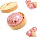 Glitter Dumpling, Glitter Dumpling Squishy with Box, Cute Anxiety Relief Fidget Toy, Soft Squeeze Decompression Dough for Adults (Glitter Pink)