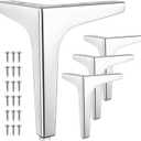 4 Pcs 7 Inch Metal Furniture Legs, Modern Style Furniture Sofa Legs Metal Polished Chrome Triangle Feet for Table Cupboard Sofa Couch Chair DIY Replacement Feet - with Rubber Floor Protectors