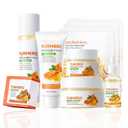 Turmeric Skin Care Set,9 Pcs Turmeric Skin Care Kit with 3 Honey Sheet Masks,Turmeric Soap Bar,Face Wash,Toner,Face Serum,Face Moisturizer Cream,Eye Cream