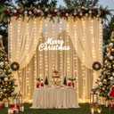 Champagne Tulle Backdrop Curtain with Lights String for Parites Wedding 5x8ft Champagne Sheer Backdrop Curtains for Bridal Shower Baby Shower Birthday Party Photo Booth Background Decorations