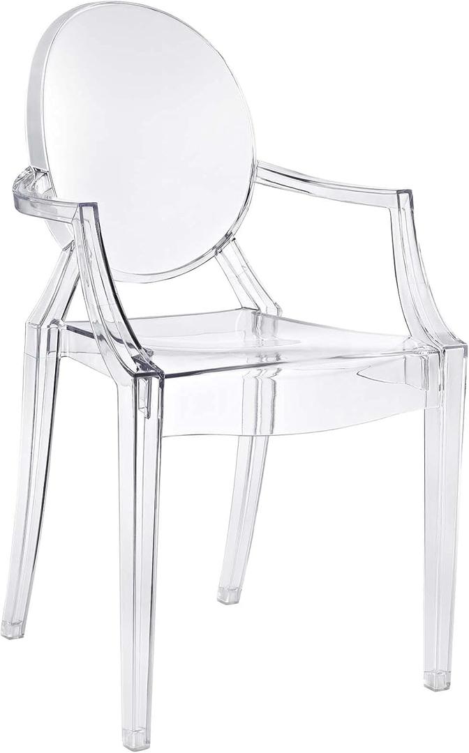 Modway Casper Modern Acrylic Stacking Kitchen and Dining Room Arm Chair in Clear - Fully Assembled, One Dining Armchair