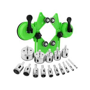 Diamond Hole Saw Kit,Diamond Drill Bits,16 Pcs Tile Hole Saw Kit with Double Suction Cups Hole Saw Guide Jig Fixture from 0.24''- 1.97'' for Ceramic, Glass, Tile, Porcelain, Marble, Granite