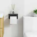 Toilet Paper Holder with Phone Shelf, Matte Black Toilet Paper Holder Wall Mount, Rustproof Stainless Steel Bathroom Storage (Metal)