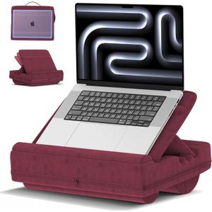 Laptop Lap Desk with Cushion, Adjustable Lap Desk Pillow with Storage, Portable Lap Table for Adults Student, Laptop Stand for Bed Office Dorm Home Room Couch, Fits Up to 14.9" PC Tablet, Purple