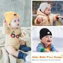 Hispeka Baby Beanie Hat 3 Packs with Cute Smiley Face, Toddler Girls Boys Baby Hats Winter, Kids Winter Hat Cold Weather Beige & White & Purple