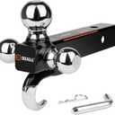 DEEAGLE 3 Ball Hitch with Hook, Tri Ball Hitch, 1-7/8", 2" and 2-5/16" Ball, Fit 2 Hitch Receiver, Heavy Duty Tow Hitch
