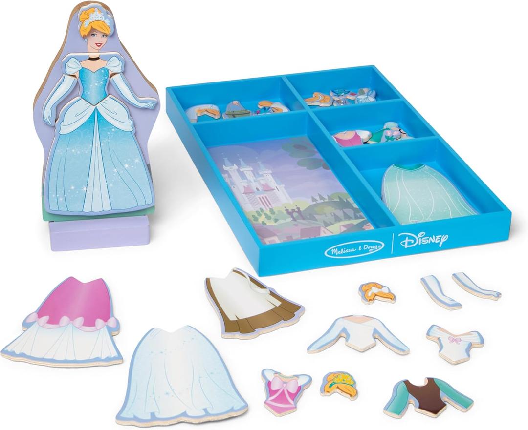 Melissa & Doug Disney Princess Cinderella Magnetic Dress-Up Wooden Doll Pretend Play Set (30+ pcs)