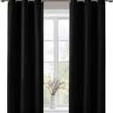 Deconovo Blackout Grommet Curtains  Thermal Insulated, Noise-Reducing, Sustainable & Easy-Care Drapes for Bedroom, Living Room & Office  Oeko-TEX Certified, Black, 42W x 63L Inch (Set of 2)