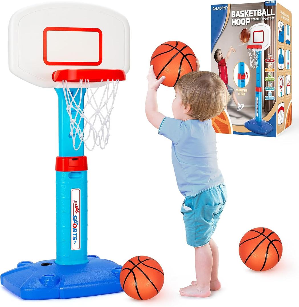 Toddler Basketball Hoop Indoor for Age 1-3, Adjustable Kids Basketball Hoop, Mini Basketball Hoop with 3 Balls for Outdoor Poolside, Birthday Christmas Sport Toys Gift for Baby Boys Girls Age 1 2 3 4 (Blue)