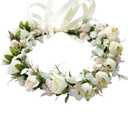 Vivivalue Wedding Floral Crown Rose Flower Headband Hair Wreath Floral Headpiece Halo Boho with Ribbon Party Prom Photos