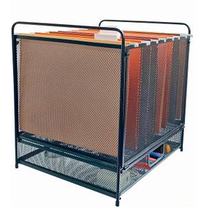 Mesh Desktop Hanging File Organizer with Drawer,Office Supplies and Home Filing Organizer,Letter Size,Black