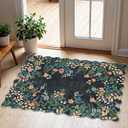Front Door Mat Outside Entrance - 2x3 Black Floral Non-Slip Washable Doormat Indoor Outdoor Mat Boho Vintage Entry Rug Small Throw Rugs for Entryway Kitchen Front Porch Decor