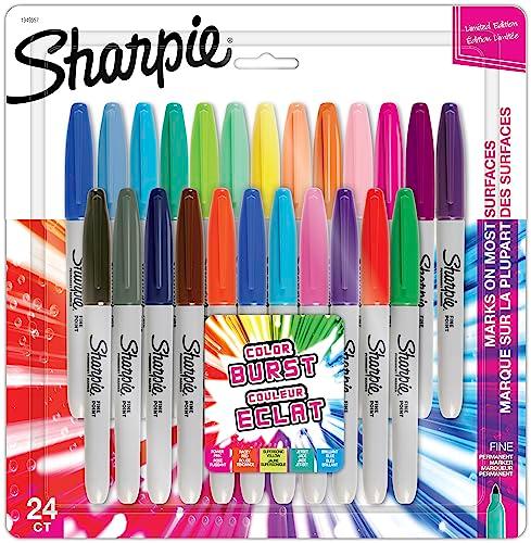 Sharpie Color Burst Permanent Markers, Fine Point, Assorted, 24 Pack (1949557)