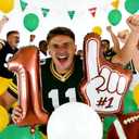 5PCS Helium No.1 Football Glove Balloon for Touchdowns or Tutus Gender Reveal Decorations, Football Party Decorations (Brown)