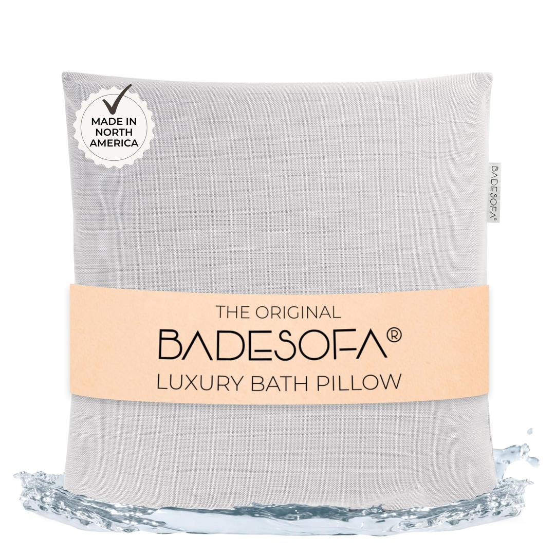 BADESOFA® Luxury Bathtub Pillow L - Large Bath Pillow for Therapeutic Neck and Back Support Quick-Drying - Washable Full Body Bath Tub Cushion - Luxury Spa Cushion in Grey