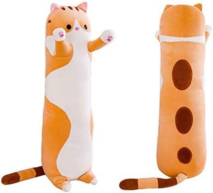 Shangman Lovely Plush Cat Doll Cute Cartoon Soft Stuffed Kitten Long Throw Sleeping Pillow Toy Gift for Kids Girlfriend Multiple Size (Brown,50cm/19.6in)