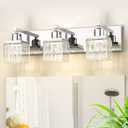 IZORRO LED Modern Bathroom Vanity Lights (3-Light, Dimmable) Double Layer Nickel Chromium Crystal Vanity Light Fixtures, Lighting Fixture Over Mirror