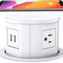 ANNQUAN Automatic Pop Up Countertop Outlet with 15W Wireless Charger,4 Outlets,2 USB Ports,4.75" Pop Up Electrical Outlet,Home Office Power Supply,Suit Kitchen Island RV Office Conference Table (White)