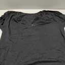 Womens Short Sleeve Shirts Puff Ruffle Sleeve Scoop Neck Pleated Henley Tops Summer Casual Loose Fit T-Shirts (Black, XL)