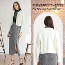 URBAN REVIVO Women's Knit Cardigan Sweaters Casual Long Sleeve Open Front Button Down Cropped Jackets (XL)